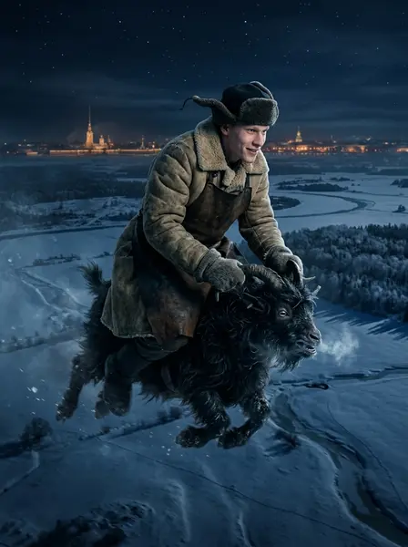 Вакула верхом на чёрте — пример ИИ-фото по промту