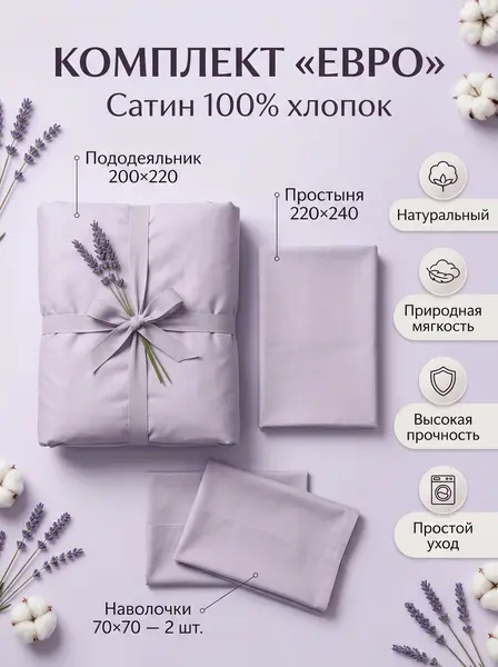 Карточка постельного белья: комплектация — пример ИИ-фото по промту