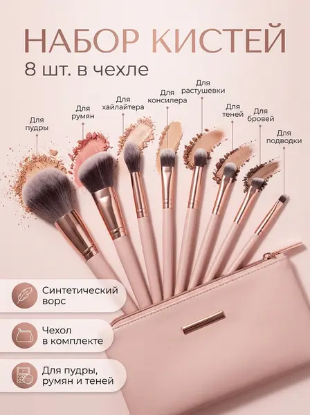 Карточка набора кистей для макияжа — пример ИИ-фото по промту