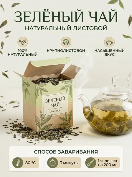 Карточка чая: способ заваривания — пример ИИ-фото по промту