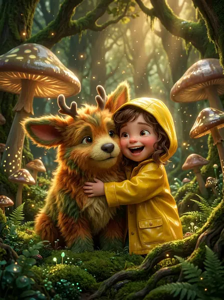 Ребёнок в 3D-мультфильме — пример ИИ-фото по промту