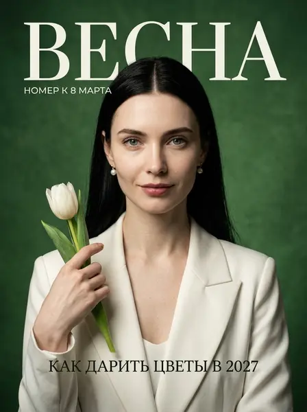 Обложка журнала «Весна» — пример ИИ-фото по промту