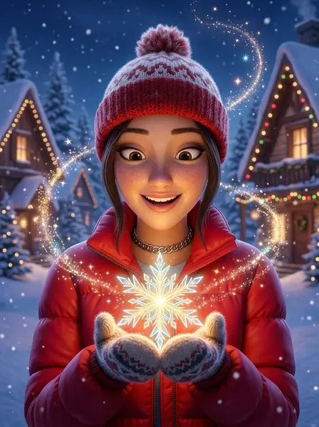 Новогодний 3D-мультфильм — пример ИИ-фото по промту