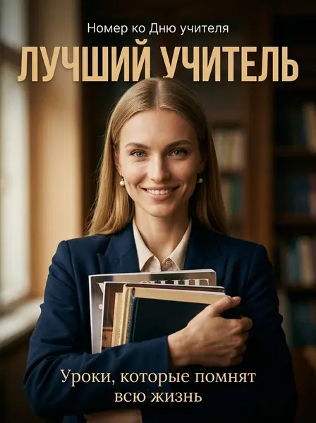 Обложка журнала «Лучший учитель» — пример ИИ-фото по промту