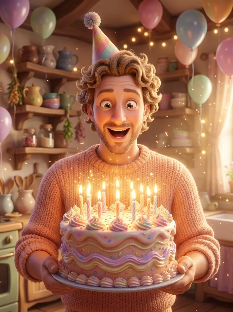 Торт-монстр в 3D-мультфильме — пример ИИ-фото по промту
