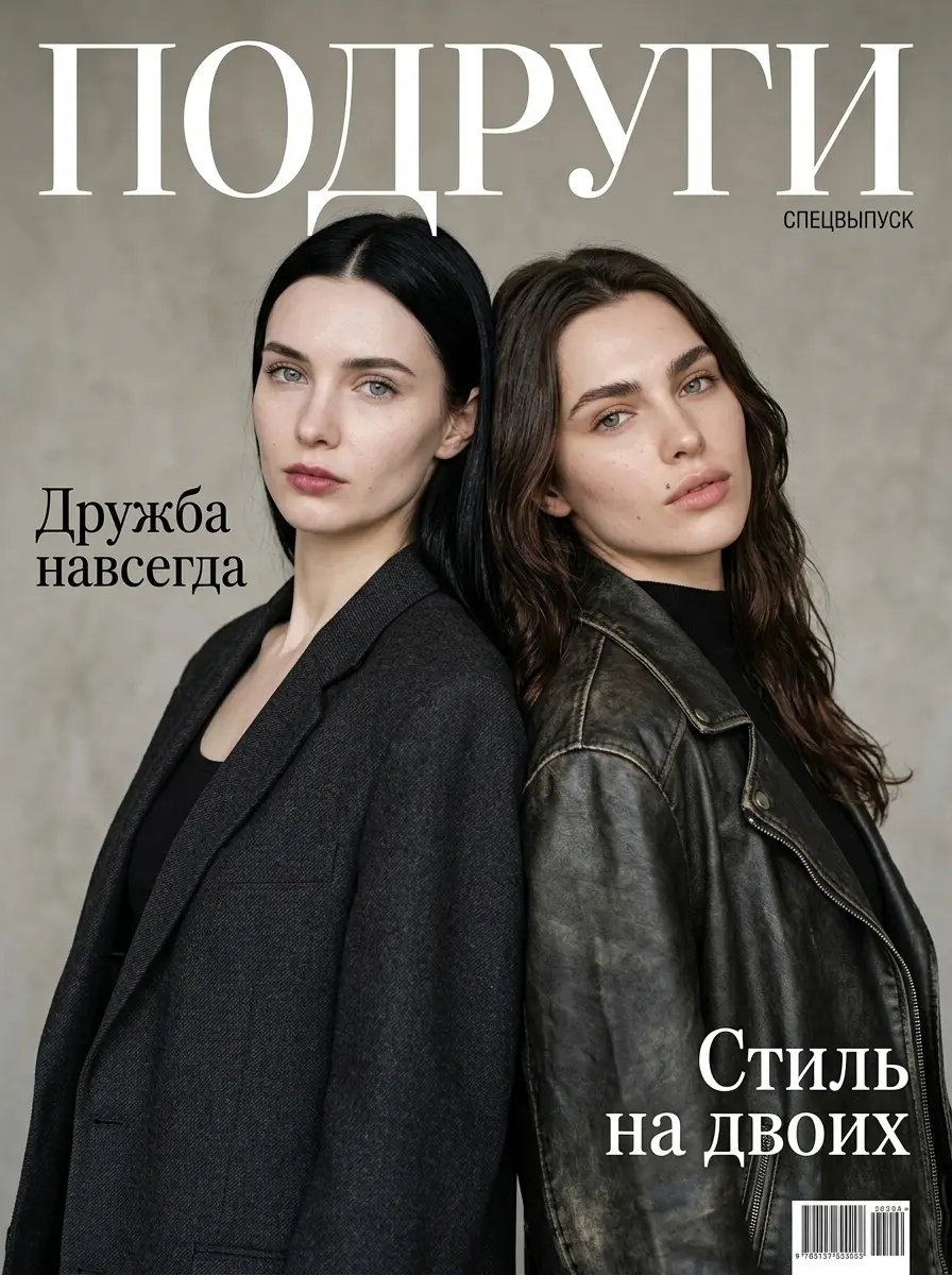 Обложка журнала «Подруги» — пример ИИ-фото по промту