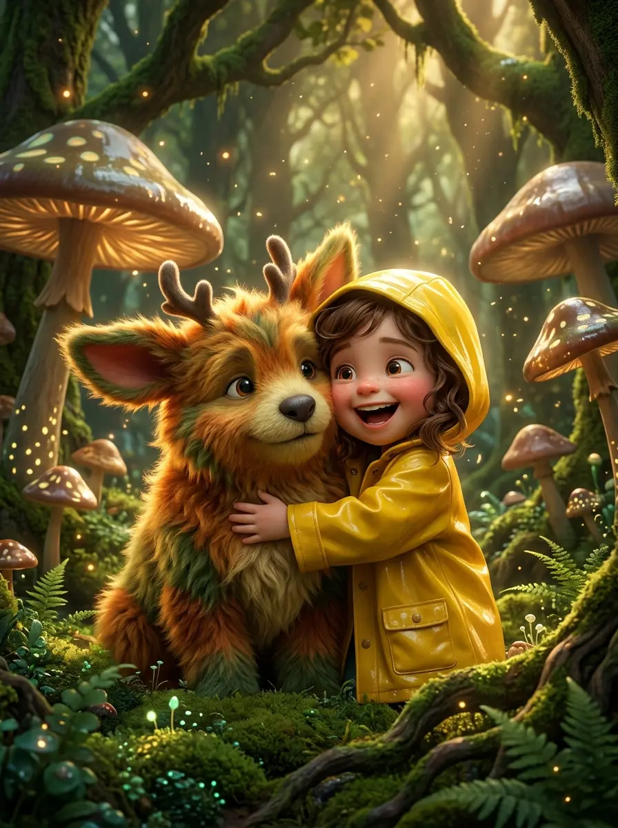 Ребёнок в 3D-мультфильме — пример ИИ-фото по промту