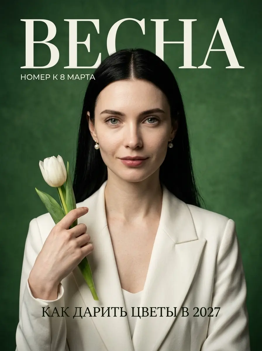 Обложка журнала «Весна» — пример ИИ-фото по промту