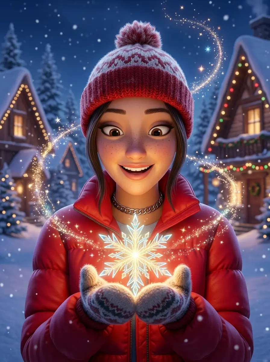 Новогодний 3D-мультфильм — пример ИИ-фото по промту